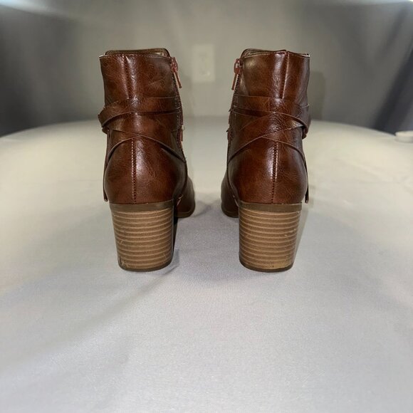 Frye & Co - Indiana Heeled Stacked Leather Ankle Boots Brown Women's Size 8M New - Picture 12 of 15